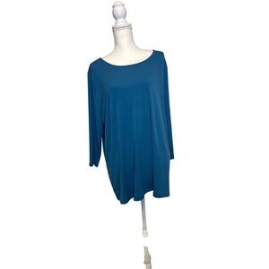 Susan Graver Blue 3/4 Sleeve Top 1X